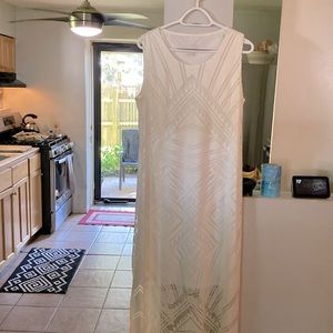 Chico’s white see thru w/ slip evening dress